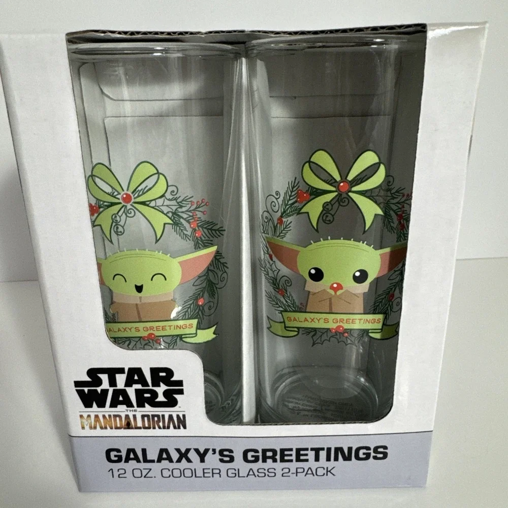 Disney Star Wars the Mandalorian‎ Galaxy's Greetings 12oz Cooler Glass 2-pack